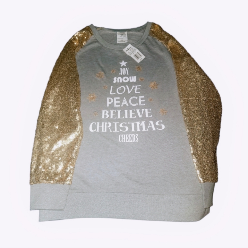 Women's Gold Sequined Christmas Top